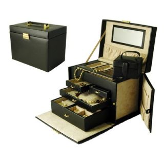 Ladies Classic Large Jewelry Box with Side Doors in Black   540783 1