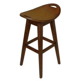 Carolina Accents Thoroughbred 32 Backless Swivel Bar Stool in Cherry