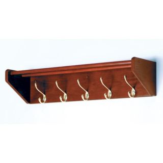 Hat and Coat Rack with Five Nickel Hooks