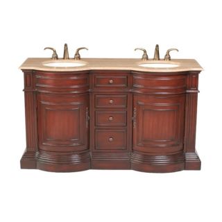 Catherine 62 Double Bathroom Vanity in Polished Cherry Red with Ma