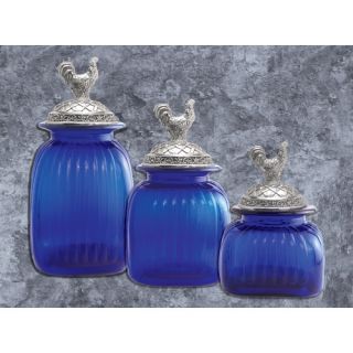 Canisters 3 Piece Set with Barrington Lid in Cobalt Blue