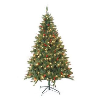 Zest Candle 7 Feet Pre Lit Berrywood Pine Artificial Christmas Tree