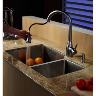 Kraus Undermount 32 Double Bowl 70/30 Kitchen Sink with Faucet and