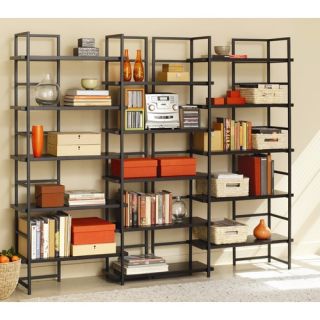 Connections Bookcase with Java Oak Shelves in Powder Coated Black