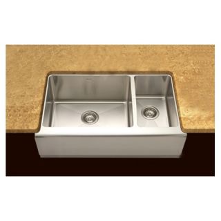 Epicure Farmhouse Double Bowl 70/30 Kitchen Sink in Brushed Satin