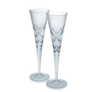 Reed & Barton Crystal Heart Champagne Flute Glass Pair
