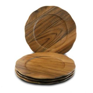 Enrico Acacia Wood Charger with Scalloped Edge (Set of 4)