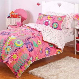 Comfort and More Birds Butterflies and Flowers Pink 5 Piece Twin