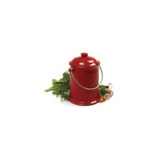 Norpro 1 Gallon Compost Keeper Crock in Ceramic Red