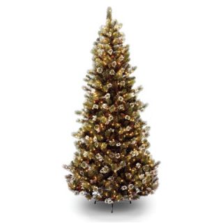 National Tree Co. Glittery Pine 90 Slim Hinged Tree with 500 Clear