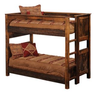 Fireside Lodge Reclaimed Barnwood Bunk Bed with Built In Ladder