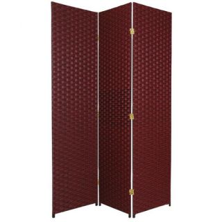 Tall Woven Fiber Room Divider in Red and Black