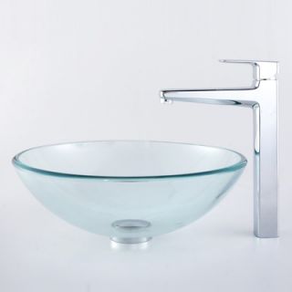  Clear Glass Vessel Sink and Virtus Faucet   C GV 101 12mm 15500