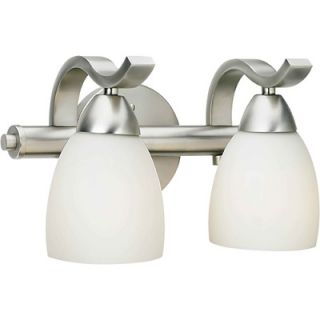 Forte Lighting Two Light Vanity Light with Satin Opal Glass in Brushed