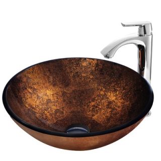 Vigo Russet Glass Vessel Sink with Faucet in Chrome
