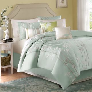 Athena 7 Piece Jacquard Comforter Set in Blue
