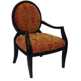  Frame Chair with Red and Gold Baroque Floral Pattern Fabric   121 02