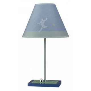 Cal Lighting Soccer Table Lamp with Striped Hardback Shade in