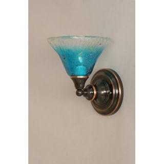 Toltec Lighting One Light Wall Sconce with Teal Crystal Glass in Black