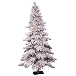 Flocked Spruce Alpine 4 Artificial Christmas Tree with Clear Lights