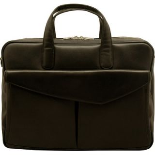 Aaron Irvin Sienna Leather Double Zip Briefcase with Front Flap Pocket