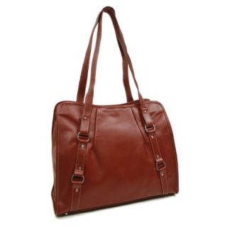 Piel Womens Vertical Belted Business Tote in Red
