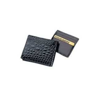 Budd Leather Crocodile Bidente Slim Wallet with Outside Card Case