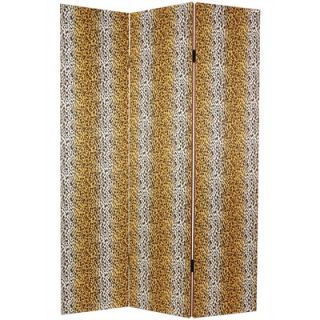 Oriental Furniture Double Sided Canvas Room Divider in Leopard and