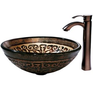 Vigo Golden Greek Vessel Sink and Bronze Faucet Set