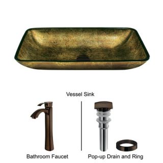 Vigo Rectangular Glass Vessel Sink and Bronze Faucet Set