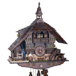 22 Dark Chalet 8 Day Movement Cuckoo Clock with Bell Tower