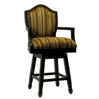  Frame Brown and Tan Pinstriped Fabric Barstool (Short)   164 01