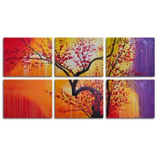 My Art Outlet Hand Painted Cherry in Melting Landscape 6 Piece