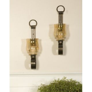 Joselyn Iron and Glass Small Wall Sconces (Set of 2)