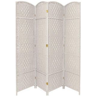 Oriental Furniture Diamond Weave 4 Panel Room Divider in White   FB