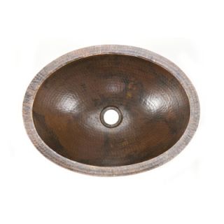 Premier Copper Products Small Oval Undermount Hammered Copper Bathroom