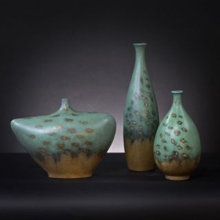 Howard Elliott Vases in Sea Blue/Green (Set of 3)
