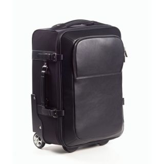 Nylon and Leather Rolling Carry on in Black