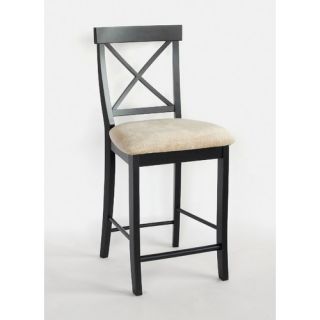 Essex 24 Barstool with Tan Chenille Fabric Seat in Chestnut