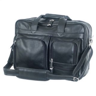 Mercury Luggage Sondrio Leather Multi Pocket Attache in Black