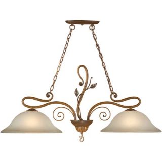 Forte Lighting Two Light Island Pendant with Umber Glass Shade in