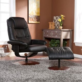 Wildon Home ® Alfred Bonded Leather Recliner and Ottoman Set in Black