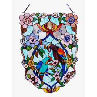 Chloe Lighting Tiffany Style Birds Design Window Panel with Seventeen