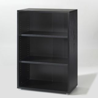Fairfax Short Wide Bookcase in Black Woodgrain