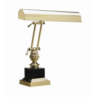 Square Base Desk Lamp in Polished Brass with Black Marble