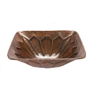 Premier Copper Products Square Feathered Hammered Copper Vessel Sink