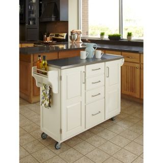 Crosley LaFayette Stainless Steel Top Portable Kitchen Island in White