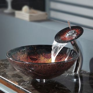 Kraus Lava Glass Vessel Sink and Waterfall Faucet   C GV 710 12mm 10