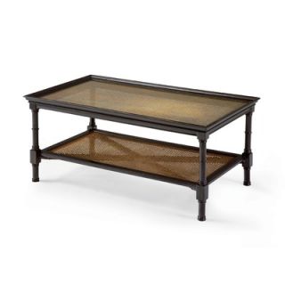 HeatherBrooke Island Retreat Coffee Table with Rattan and Glass Insert