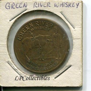 Old Green River Whiskey Good Luck Token and Advertisement